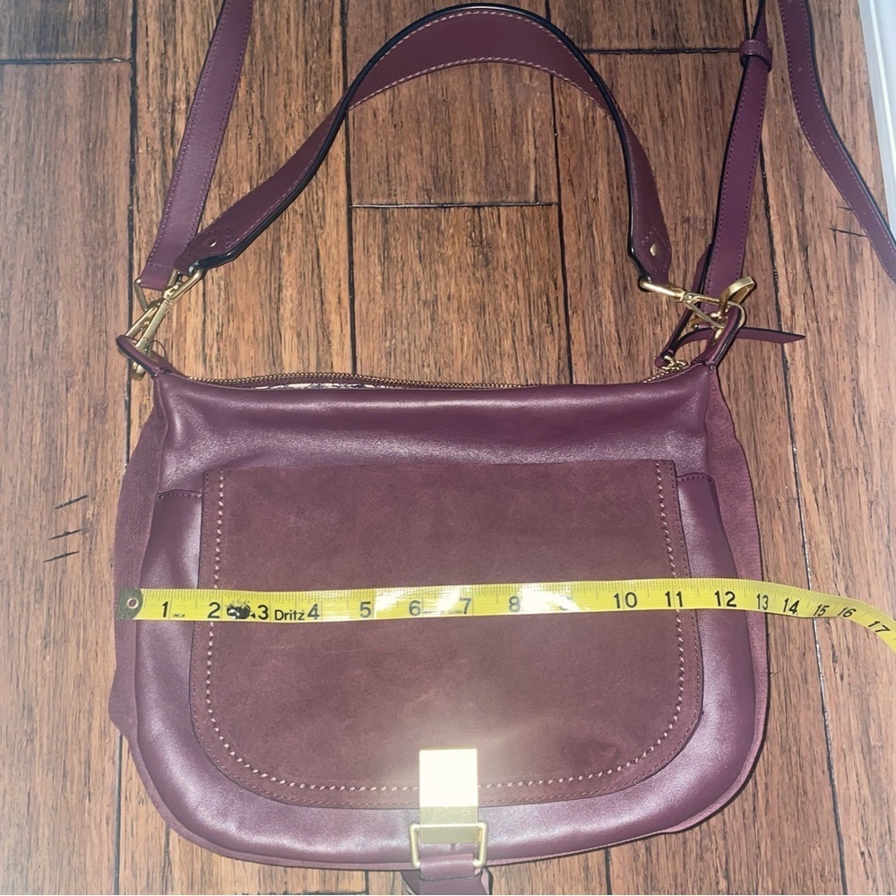 Plum leather suede satchel messenger saddle bag Vera Bradley crossbody purse - Picture 7 of 17